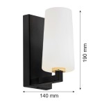 Kinkiety nowoczesne - Argon CAMELOT PLUS kinkiet 1 pł. 1x15W (max) opal mat czarny mat 8056 - product 2