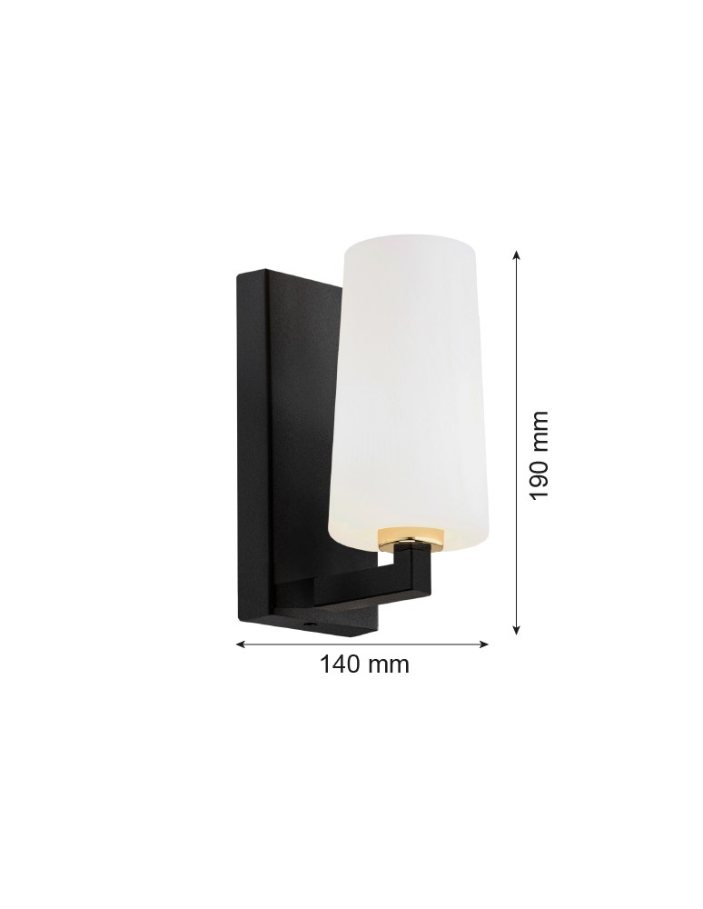 Kinkiety nowoczesne - Argon CAMELOT PLUS kinkiet 1 pł. 1x15W (max) opal mat czarny mat 8056 - product kolory-swiatla.pl 2