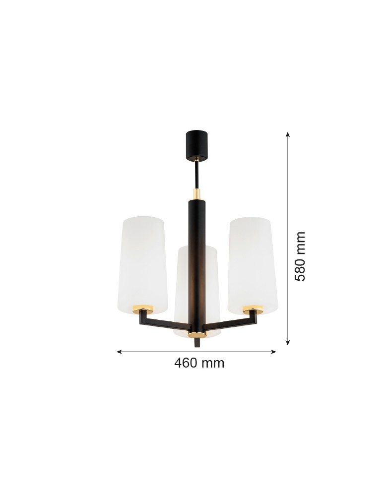 Argon CAMELOT PLUS żyrandol 3 pł. 3x15W (max) opal mat czarny mat 6143 Argon CAMELOT PLUS żyrandol 3 pł. 3x15W (max) opal mat czarny mat 6143