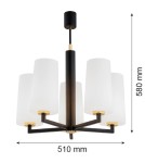 Żyrandole 5 punktowe - Argon CAMELOT PLUS żyrandol 5 pł. 5x15W (max) opal mat czarny mat 2114 - product 7