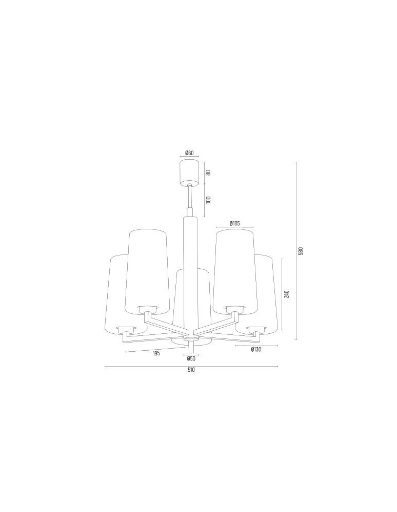 Argon CAMELOT PLUS żyrandol 5 pł. 5x15W (max) opal mat czarny mat 2114
