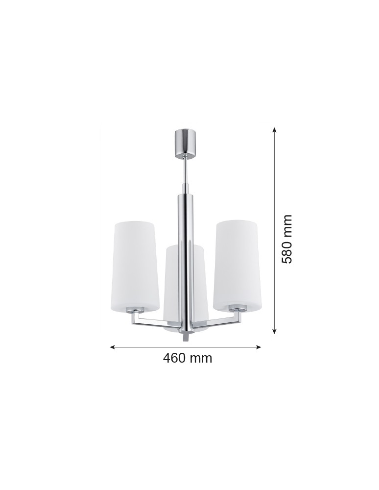 Argon CAMELOT żyrandol 3 pł. 3x15W (max) chromowany stelaż klosze opal mat 1224 Argon CAMELOT żyrandol 3 pł. 3x15W (max) chromowany stelaż klosze opal mat 1224