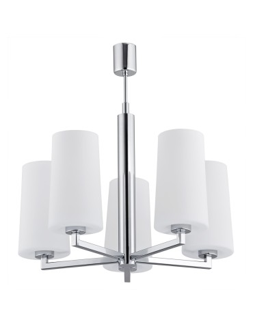 Argon CAMELOT żyradnol 5 pł. 5x15W (max) chromowany stelaż klosze opal mat 2053