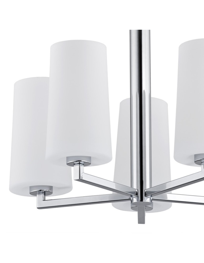 Argon CAMELOT żyradnol 5 pł. 5x15W (max) chromowany stelaż klosze opal mat 2053