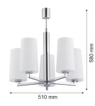 Żyrandole 5 punktowe - Argon CAMELOT żyradnol 5 pł. 5x15W (max) chromowany stelaż klosze opal mat 2053 - product 4