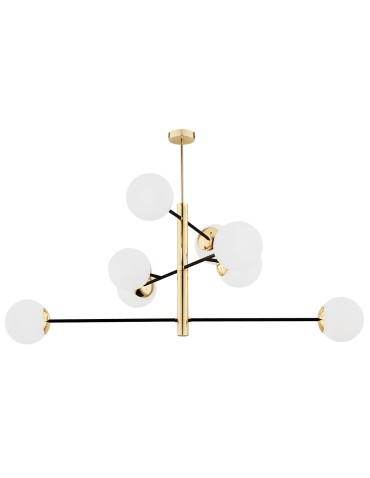 Argon CAMERON lampa wisząca 8 pł. 8x15W (max) opal mat czarny mat mosiądz 5041
