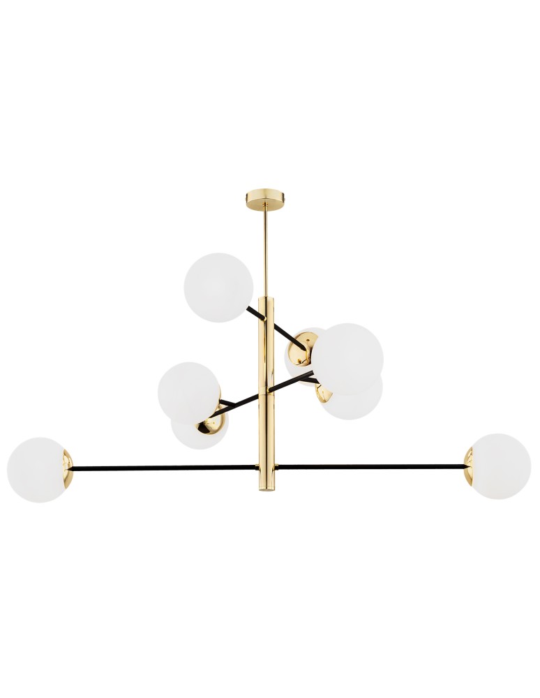 Argon CAMERON lampa wisząca 8 pł. 8x15W (max) opal mat czarny mat mosiądz 5041