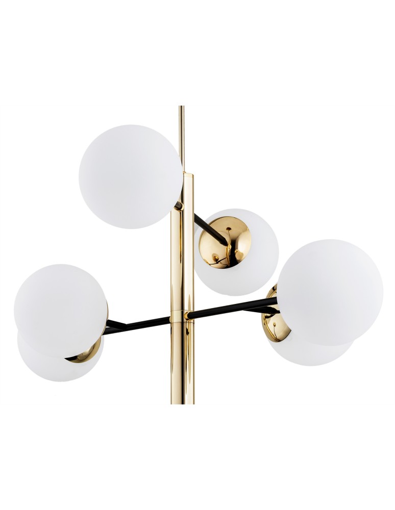 Argon CAMERON lampa wisząca 8 pł. 8x15W (max) opal mat czarny mat mosiądz 5041