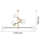 Lampy wiszące kule - Argon CAMERON lampa wisząca 8 pł. 8x15W (max) opal mat czarny mat mosiądz 5041 - product 8