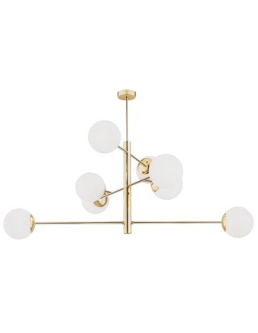 Argon CAMERON lampa wisząca 8 pł. 8x15W (max) opal mat mosiądz 5043