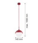 Argon CAPPELLO lampa wisząca 1 pł. 1x15W (max) opal mat czerwony 8296 Argon CAPPELLO lampa wisząca 1 pł. 1x15W (max) opal mat czerwony 8296