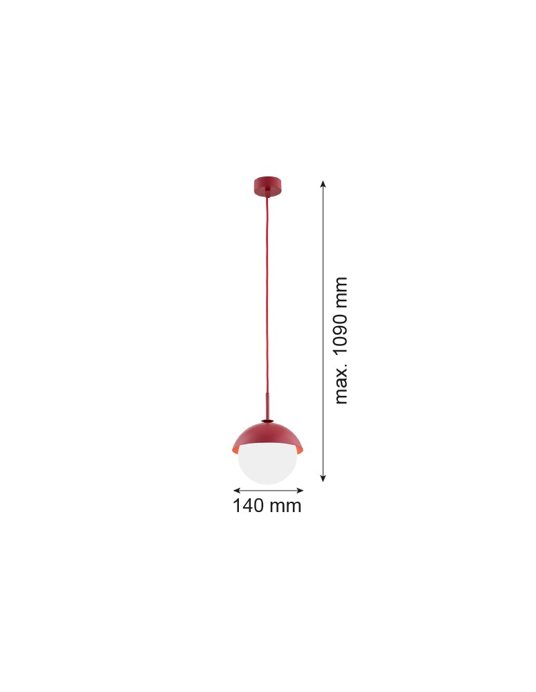 Argon CAPPELLO lampa wisząca 1 pł. 1x15W (max) opal mat czerwony 8296 Argon CAPPELLO lampa wisząca 1 pł. 1x15W (max) opal mat czerwony 8296