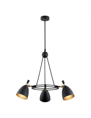 Argon CHARLOTTE żyrandol 3 pł. 3x15W (max) czarny struktura elementy mosiądzowane 6149