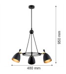 Żyrandole - Argon CHARLOTTE żyrandol 3 pł. 3x15W (max) czarny struktura elementy mosiądzowane 6149 - product 6