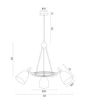 Żyrandole - Argon CHARLOTTE żyrandol 3 pł. 3x15W (max) czarny struktura elementy mosiądzowane 6149 - product 7
