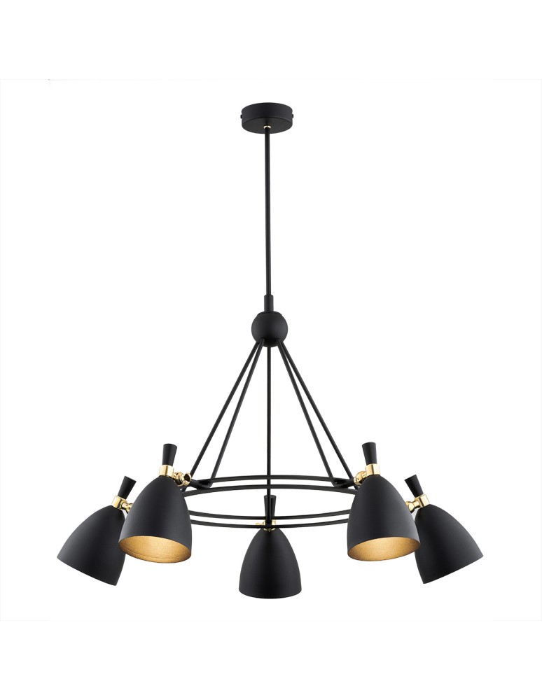 Argon CHARLOTTE żyrandol 5 pł. 5x15W (max) czarny struktura elementy mosiądzowane 2118 Argon CHARLOTTE żyrandol 5 pł. 5x15W (max) czarny struktura elementy mosiądzowane 2118