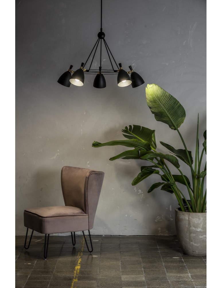 Argon CHARLOTTE żyrandol 5 pł. 5x15W (max) czarny struktura elementy mosiądzowane 2118 Argon CHARLOTTE żyrandol 5 pł. 5x15W (max) czarny struktura elementy mosiądzowane 2118