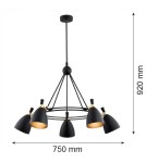 Argon CHARLOTTE żyrandol 5 pł. 5x15W (max) czarny struktura elementy mosiądzowane 2118 Argon CHARLOTTE żyrandol 5 pł. 5x15W (max) czarny struktura elementy mosiądzowane 2118