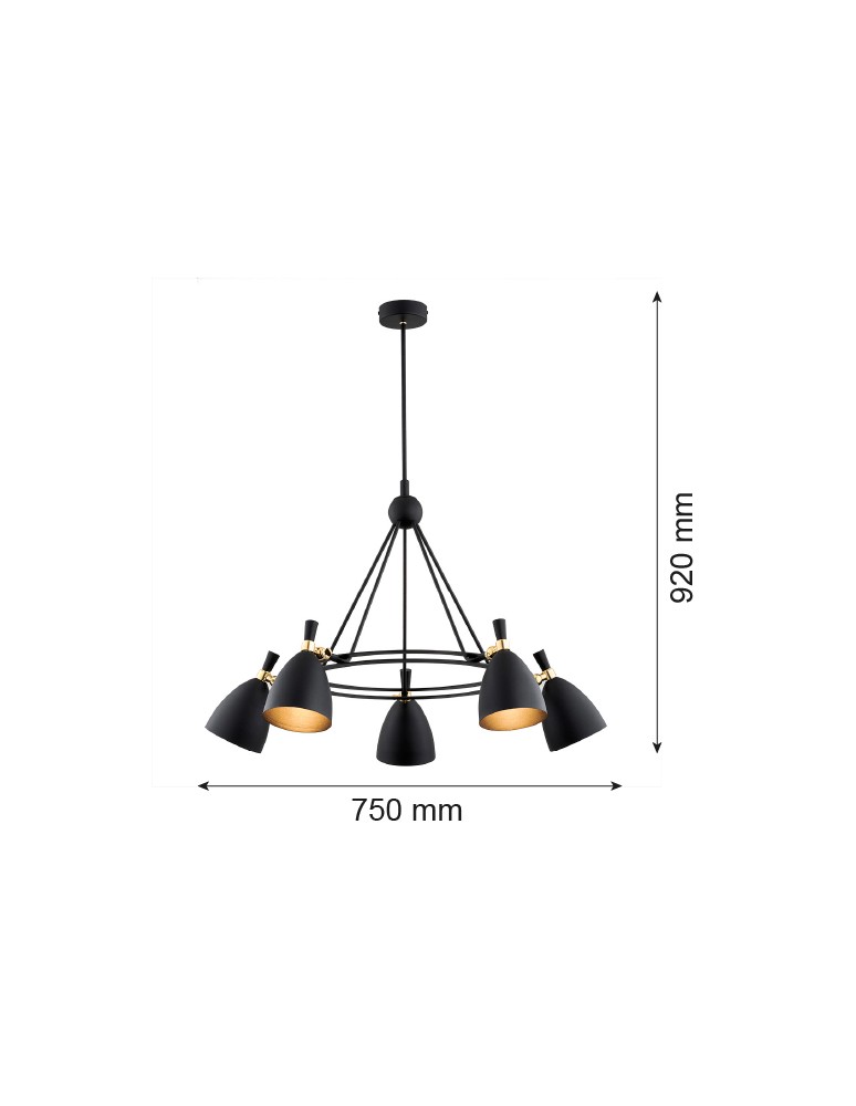 Argon CHARLOTTE żyrandol 5 pł. 5x15W (max) czarny struktura elementy mosiądzowane 2118 Argon CHARLOTTE żyrandol 5 pł. 5x15W (max) czarny struktura elementy mosiądzowane 2118