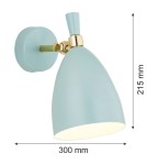 Kinkiety - Argon CHARLOTTE kinkiet 1 pł. 1x15W (max) błękit mat elementy mosiądzowane 4700 - product 4