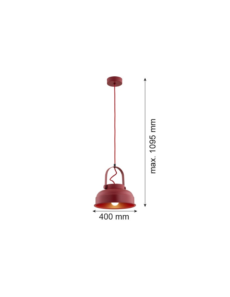 Argon DAKOTA lampa wisząca 1 pł. 1x15W (max) czerwony 8286 Argon DAKOTA lampa wisząca 1 pł. 1x15W (max) czerwony 8286