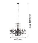 Argon DIADEMA żyrandol 6 pł. 6x7W (max) czarny 2562 Argon DIADEMA żyrandol 6 pł. 6x7W (max) czarny 2562
