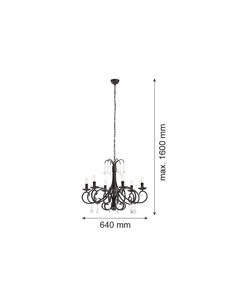 Argon DIADEMA żyrandol 6 pł. 6x7W (max) czarny 2562 Argon DIADEMA żyrandol 6 pł. 6x7W (max) czarny 2562