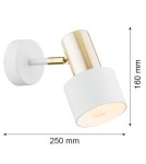 Argon DORIA kinkiet 1 pł. 1x15W (max) biały struktura mosiądz 4264 Argon DORIA kinkiet 1 pł. 1x15W (max) biały struktura mosiądz 4264