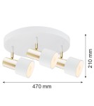 Lampy sufitowe regulowane - spoty - Argon DORIA plafon 3 pł. 3x15W (max) biały struktura mosiądz 6008 - product 2