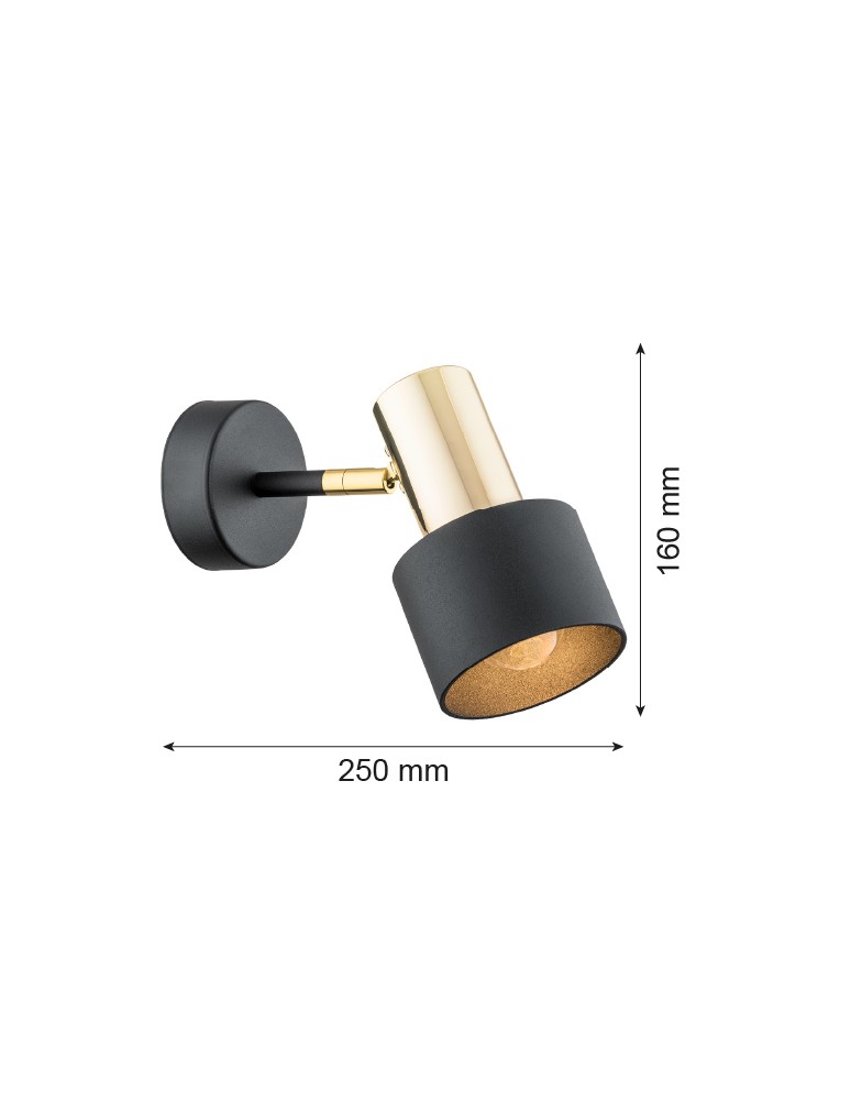 Argon DORIA kinkiet 1 pł. 1x15W (max) czarny struktura elementy mosiądzowane 4265 Argon DORIA kinkiet 1 pł. 1x15W (max) czarny struktura elementy mosiądzowane 4265