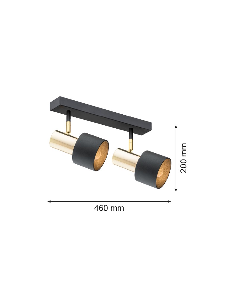 Argon DORIA plafon 2 pł. 2x15W (max) czarny struktura mosiądz 925 Argon DORIA plafon 2 pł. 2x15W (max) czarny struktura mosiądz 925