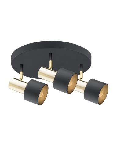 Argon DORIA plafon 3 pł. 3x15W (max) czarny struktura mosiądz 6006