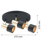 Lampy sufitowe regulowane - spoty - Argon DORIA plafon 3 pł. 3x15W (max) czarny struktura mosiądz 6006 - product 2