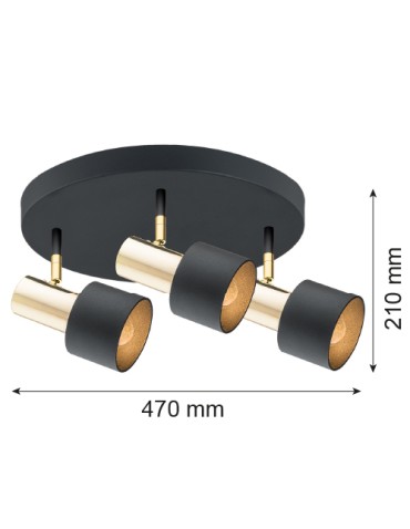 Argon DORIA plafon 3 pł. 3x15W (max) czarny struktura mosiądz 6006 - produkt 2