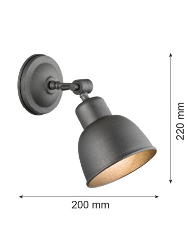 Argon EUFRAT kinkiet 1 pł. 1x15W (max) antracyt struktura 3183 - produkt 2