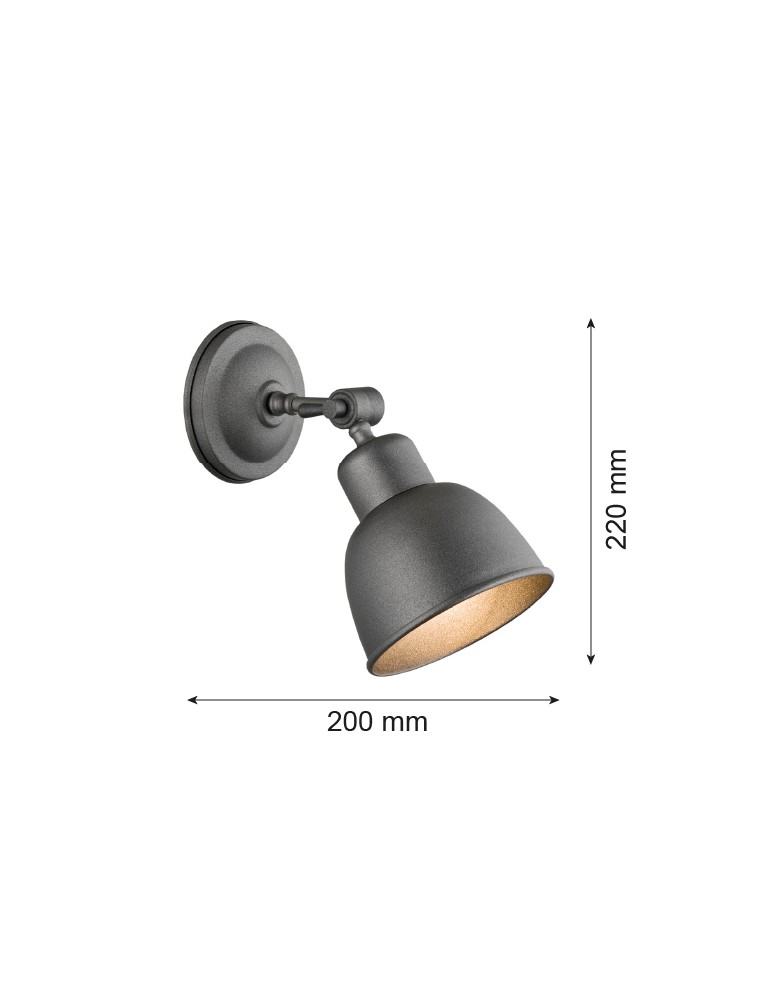 Kinkiety loftowe - industrialne - Argon EUFRAT kinkiet 1 pł. 1x15W (max) antracyt struktura 3183 - product kolory-swiatla.pl 2