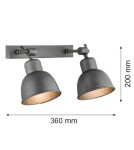 Kinkiety loftowe - industrialne - Argon EUFRAT kinkiet 2 pł. 2x15W (max) antracyt struktura 677 - product 2