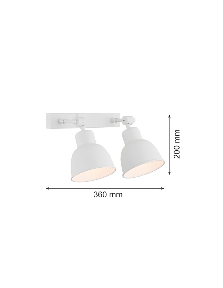 Kinkiety loftowe - industrialne - Argon EUFRAT kinkiet 2 pł. 2x15W (max) biały struktura 676 - product kolory-swiatla.pl 2