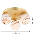 Argon FABIO 6290 plafon 3 pł. (koło), klosze biało-brązowe (marmurek), elementy mosiądz szkło, mosiądz Argon FABIO 6290 plafon 3 pł. (koło), klosze biało-brązowe (marmurek), elementy mosiądz szkło, mosiądz