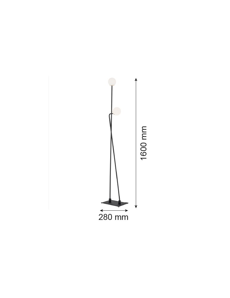 Lampy podłogowe kule - Argon FARON lampa podłogowa 2 pł. 2x6W (max) opal mat czarny struktura 893 - product kolory-swiatla.pl 2