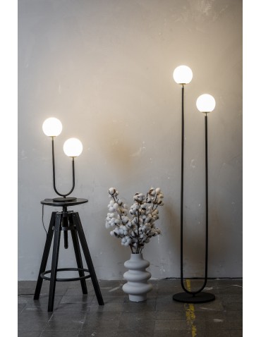 Argon FERRONE lampa podłogowa 2 pł. 2x7W (max) opal mat czarny struktura 7073 - product 2
