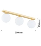 Lampy sufitowe łazienkowe - Argon FLAVIO plafon 3 pł. listwa 3x7W (max) mosiądz IP44 klosze opal mat 1414 - product 9