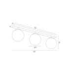 Lampy sufitowe łazienkowe - Argon FLAVIO plafon 3 pł. listwa 3x7W (max) mosiądz IP44 klosze opal mat 1414 - product 10