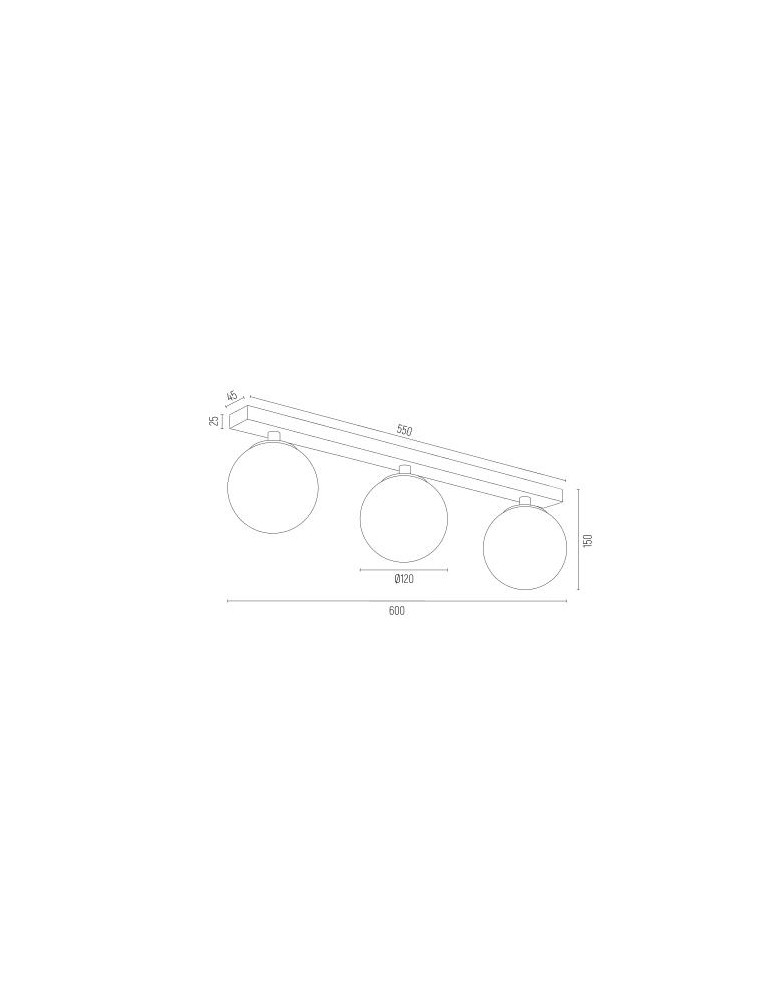 Argon FLAVIO plafon 3 pł. listwa 3x7W (max) mosiądz IP44 klosze opal mat 1414