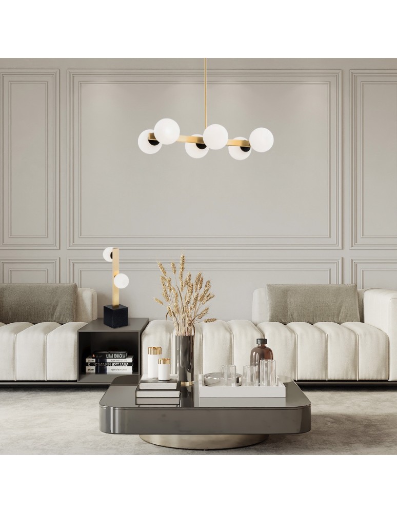 Argon FREEMONT lampa stołowa 2 pł. 2x6W (max) opal mat mosiądz szczotkowany 1044 Argon FREEMONT lampa stołowa 2 pł. 2x6W (max) opal mat mosiądz szczotkowany 1044