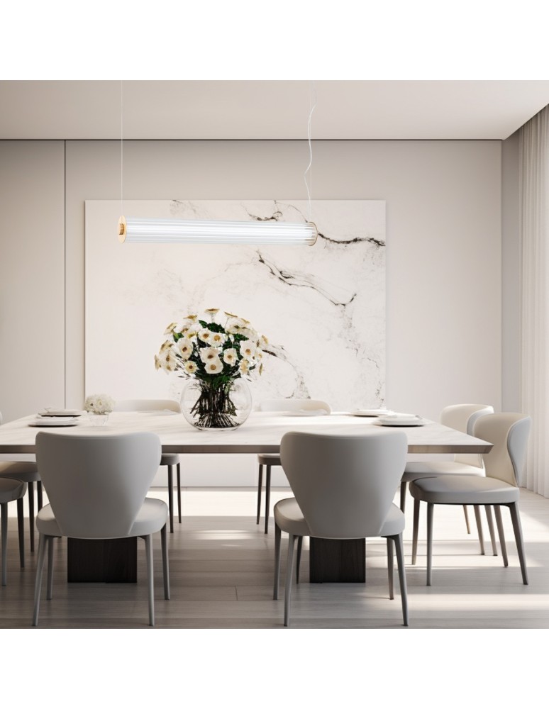 Argon HAMPTON 8624 lampa wisząca 1 pł. LED, transparentny (ryflowany), mosiądz szczotkowany LED (zintegrowany) / 9180 lm / 30 Argon HAMPTON 8624 lampa wisząca 1 pł. LED, transparentny (ryflowany), mosiądz szczotkowany LED (zintegrowany) / 9180 lm / 30