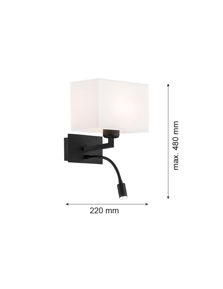 Argon HILARY kinkiet 2 pł. 1x15W (max) + 1x4.5W biały czarny mat 868 Argon HILARY kinkiet 2 pł. 1x15W (max) + 1x4.5W biały czarny mat 868