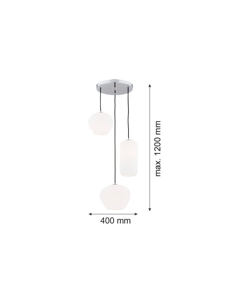 Argon KALIMERA lampa wisząca 3 pł. 3x15W (max) opal mat chrom 1430 Argon KALIMERA lampa wisząca 3 pł. 3x15W (max) opal mat chrom 1430