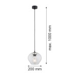 Lampy wiszące pojedyncze - Argon KALIMERA lampa wisząca 1 pł. mniejsza 1x15W (max) transparentny czarny mat 4041 - product 2