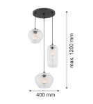 Argon KALIMERA lampa wisząca 3 pł. 3x15W (max) transparentny czarny mat 1431 Argon KALIMERA lampa wisząca 3 pł. 3x15W (max) transparentny czarny mat 1431